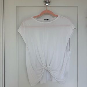 Rag & Bone White Knotted Short Sleeve Tee